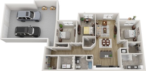 Floor plan for 3 beds, 2 baths, 1546 sqft